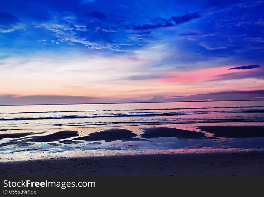 Sunset at the Karon beach, Phuket, Thailand. Sunset at the Karon beach, Phuket, Thailand