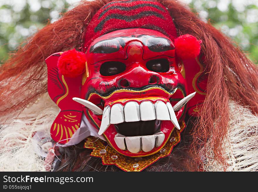 BALI, INDONESIA - MARCH 04: Balinese statue Ogoh-Ogoh ready for Ngrupuk parad on March 04, 2011 in Ubud; Bali. Statues Ogoh-Ogoh made for vanquish the negative spirits during the Balinese New Year