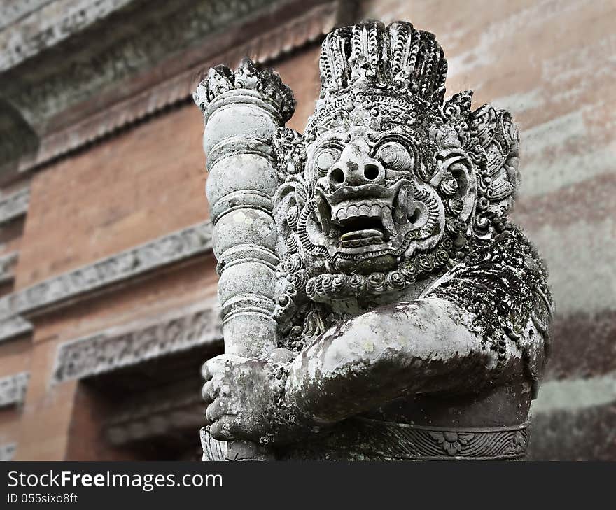 BALI, INDONESIA - FEBRUARY 26: Ornate monster statue at Ulun Danu temple on February, 26, 2011, Bali, Indonesia