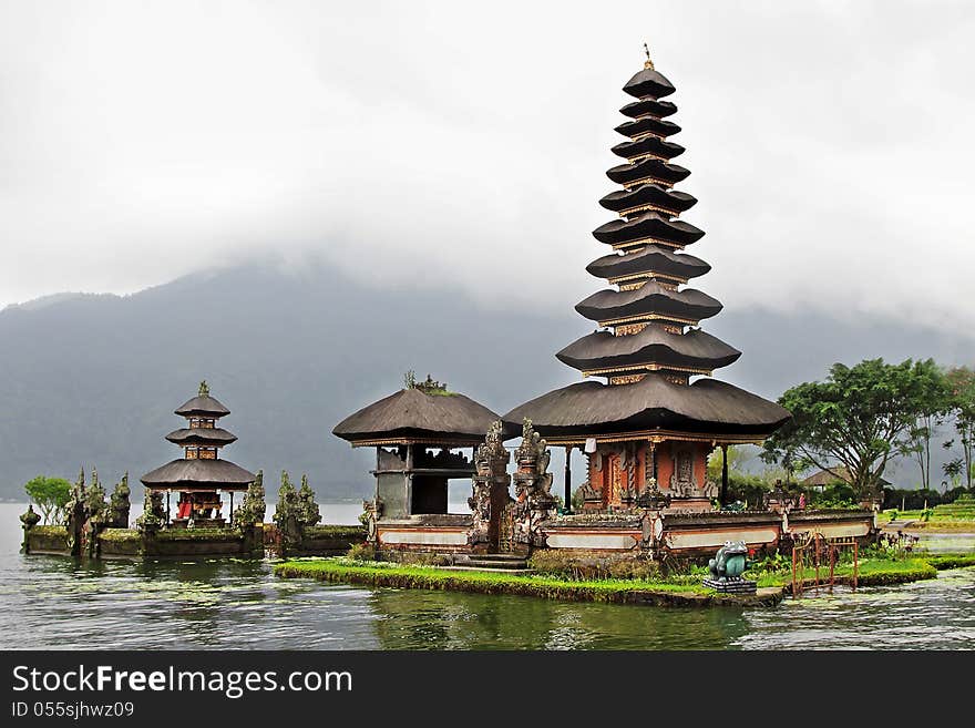 BALI, INDONESIA - FEBRUARY 26: Beautiful Ulun Danu temple build in traditional architecture style on February, 26, 2011, Bali, Indonesia