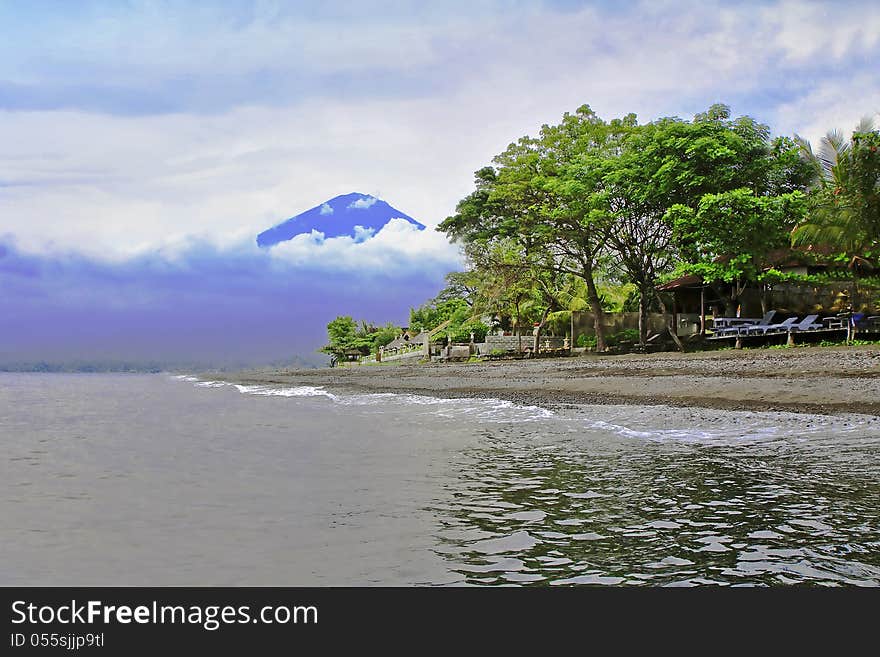 View to Agung volcano from Amed, Bali