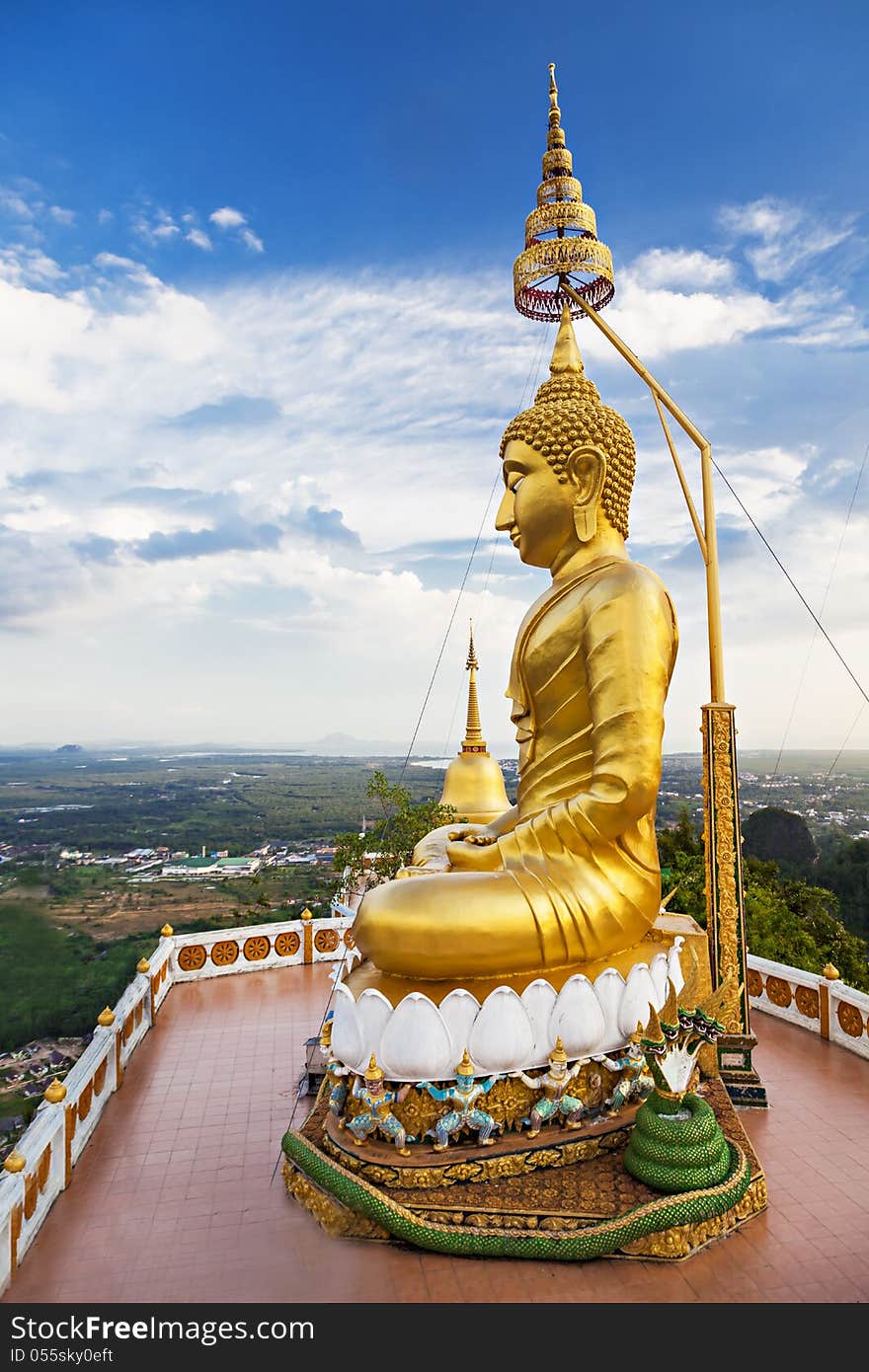 Buddha statue with beauty sky background