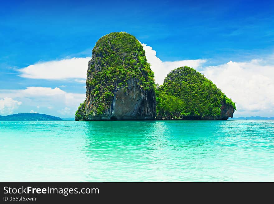 Beaty limestone rock in the ocean