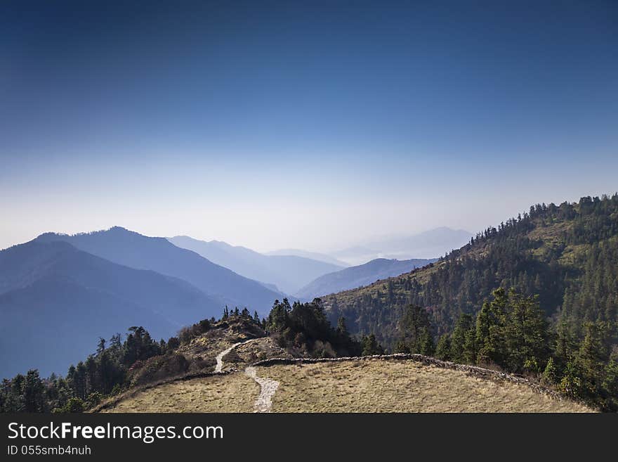 Beautiful sunrise in Himalaya hills