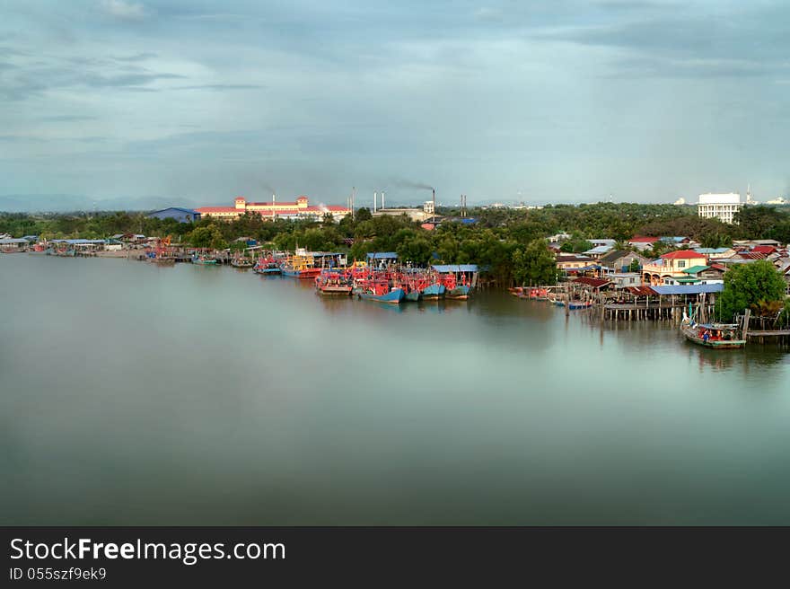 Seascape and Fisherman Village view from Kuala Kedah Bridge