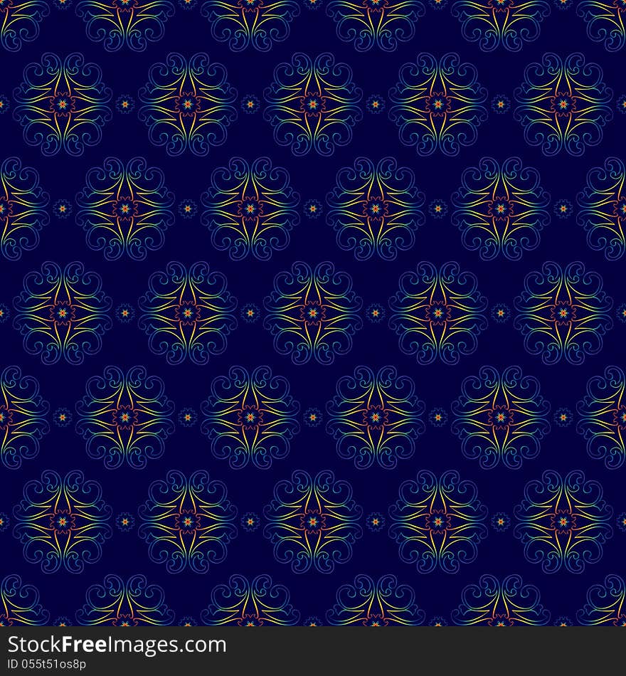 Floral vintage seamless pattern on violet. Vector background