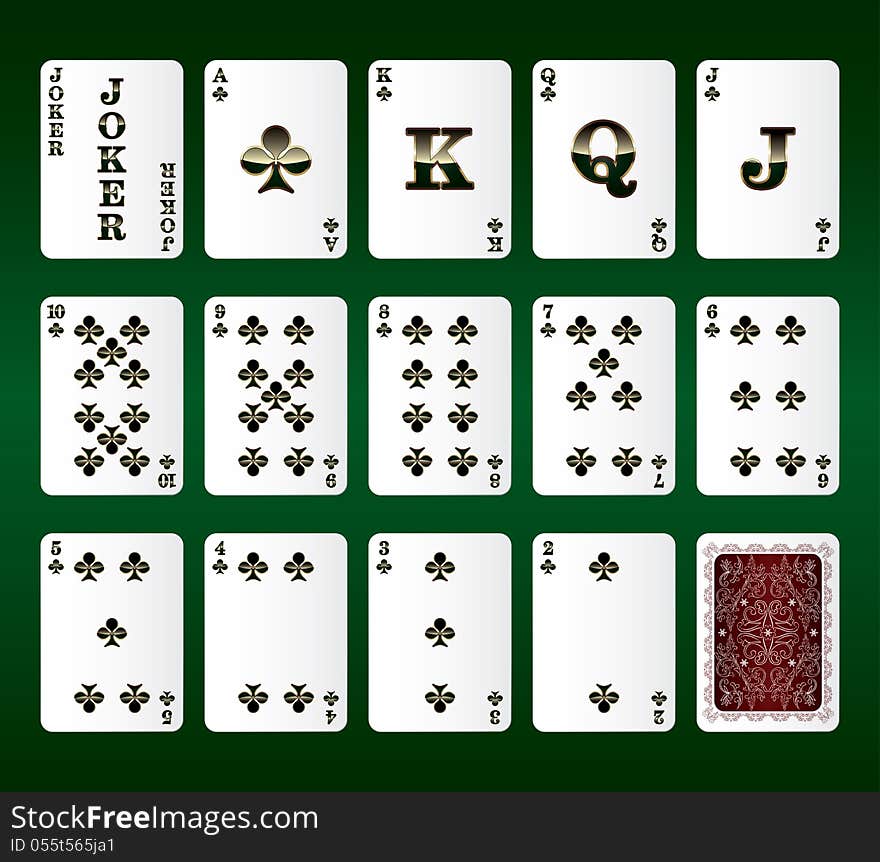 Playing Cards Vector. All The Clubs