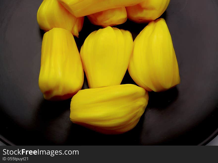 Jack-fruit On Black Plate.