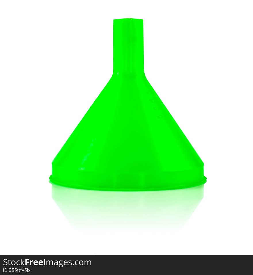 Water fill funnel made ​​of green plastic.