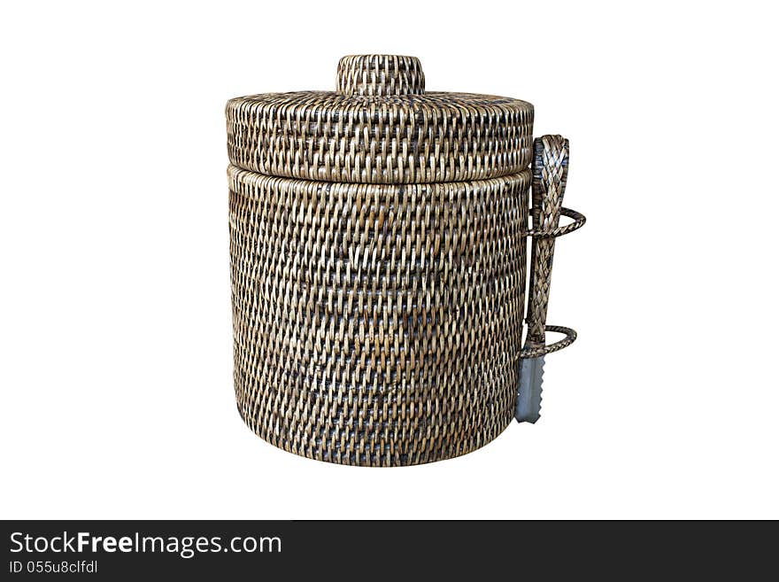 Containers made ​​of rattan woven into shapes. Containers made ​​of rattan woven into shapes.