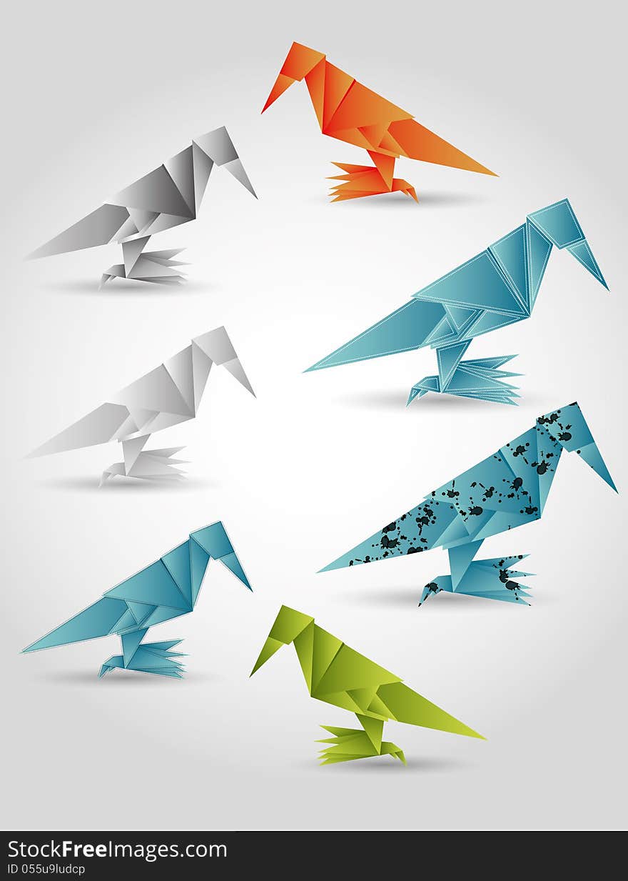 Folded paper birds