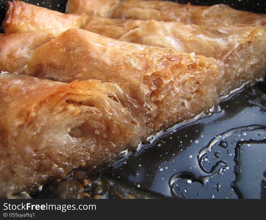 Close up shot of traditional middle east sweet dessert, baklava