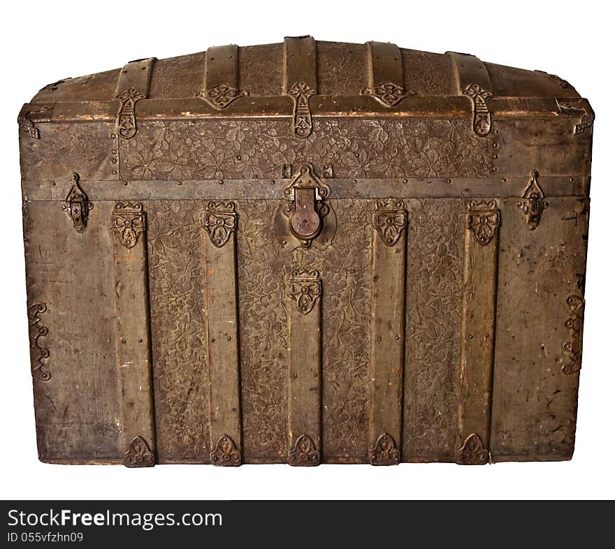 Antique Trunk With Grape Leaf Pattern