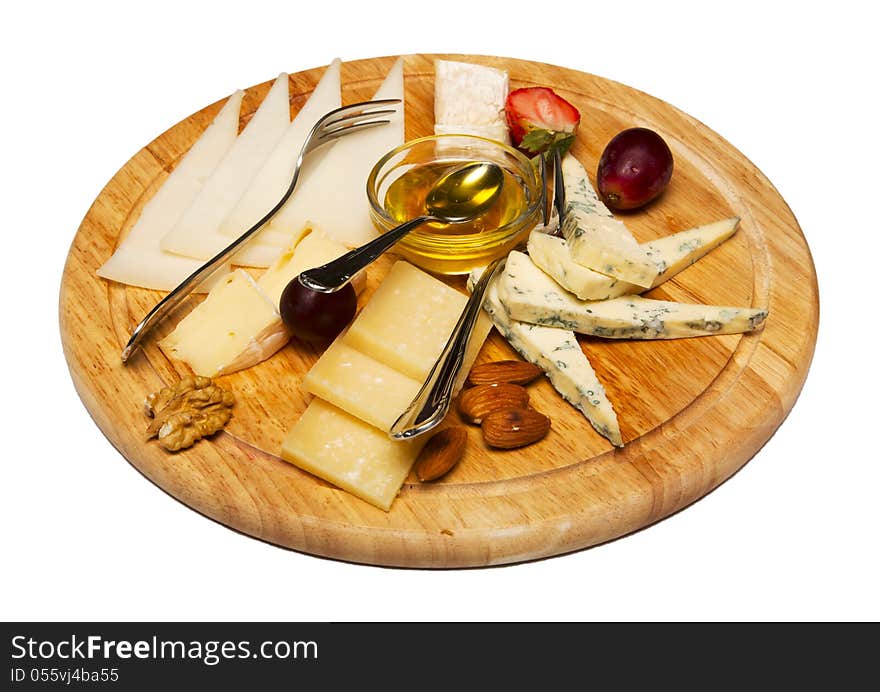 Cheese plate on restaurant table