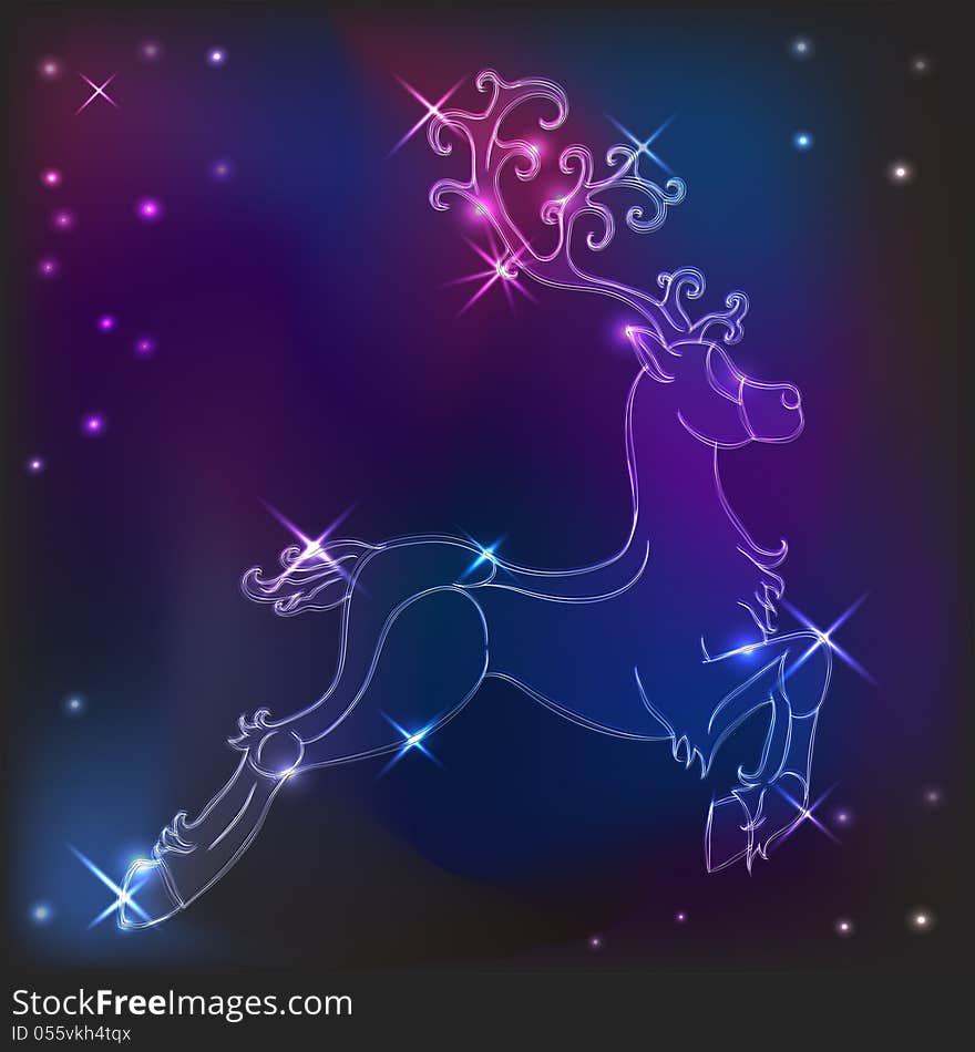 Deer in the night sky. Deer in the night sky