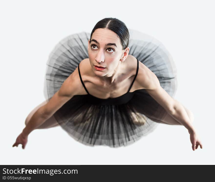 Ballet dancer with tutu facing upwards. Ballet dancer with tutu facing upwards