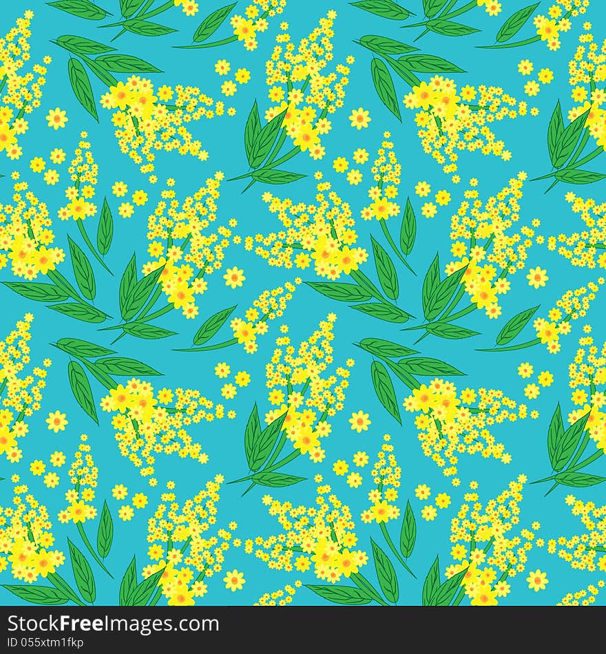 Floral vector seamless pattern with mimosa. Floral vector seamless pattern with mimosa