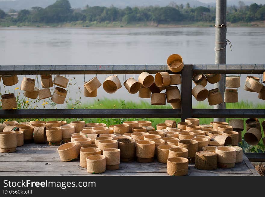 Bamboo wooden rice box handmade frome Thailand