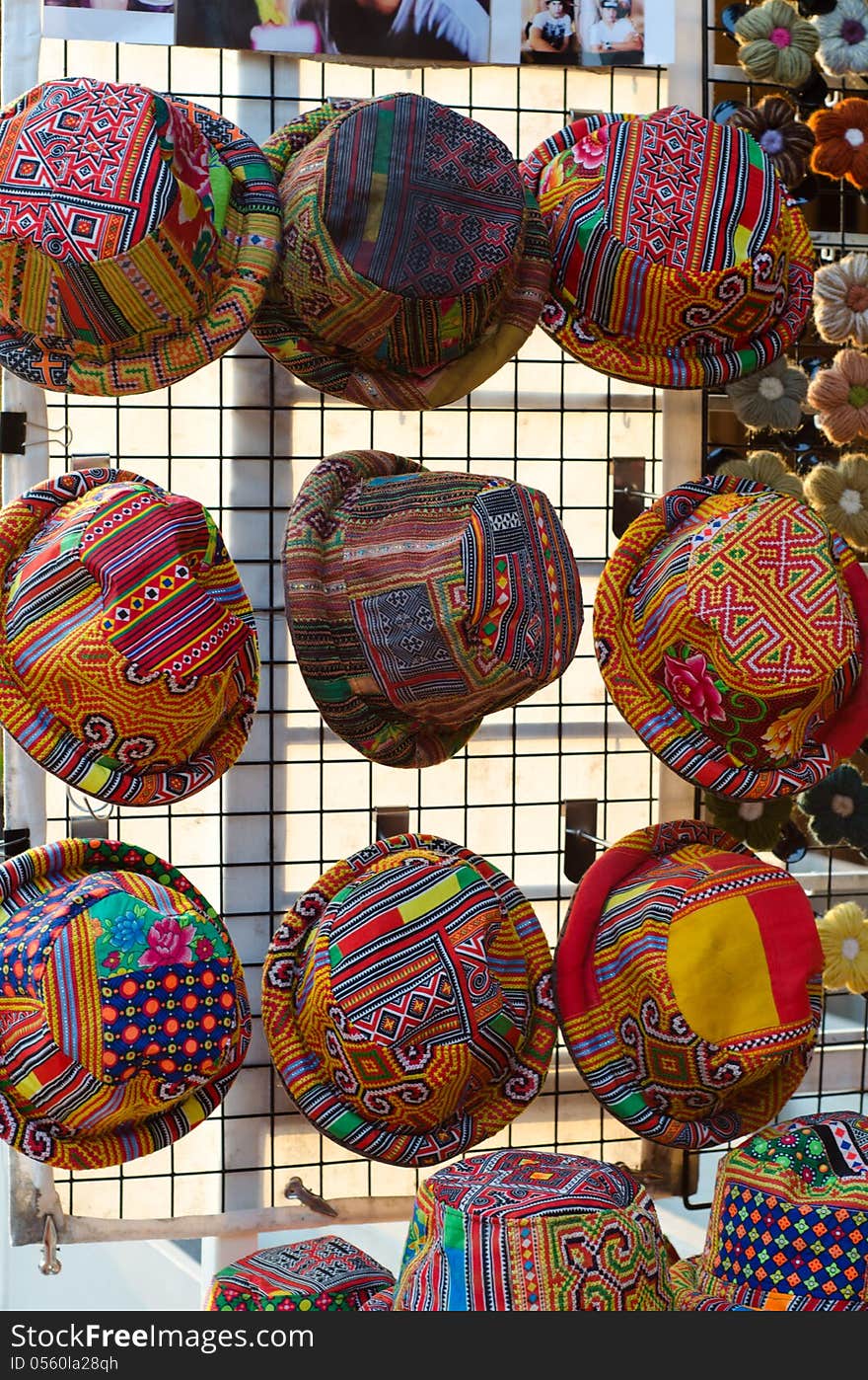 Tribe hat at market ,Northern Thailand