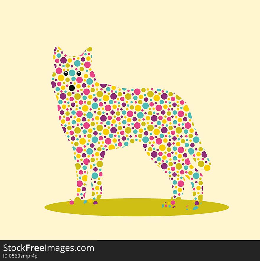 Silhouette of animal with colourful spotted pattern. Silhouette of animal with colourful spotted pattern