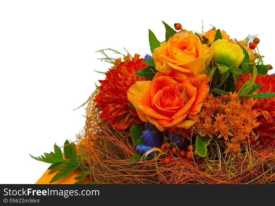 Colorful bouquet on white background