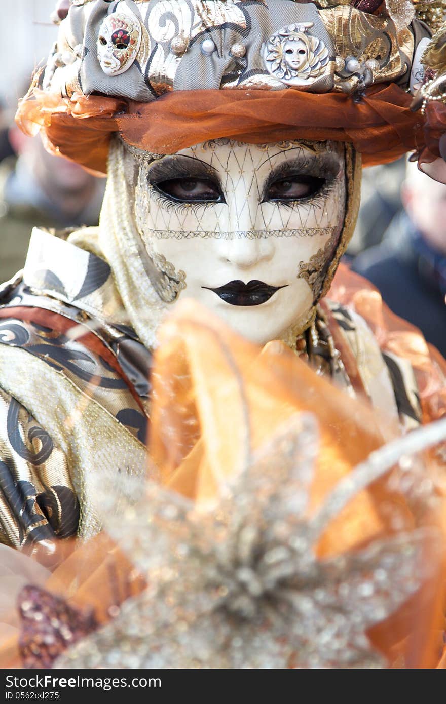 A detail of a carnival mask