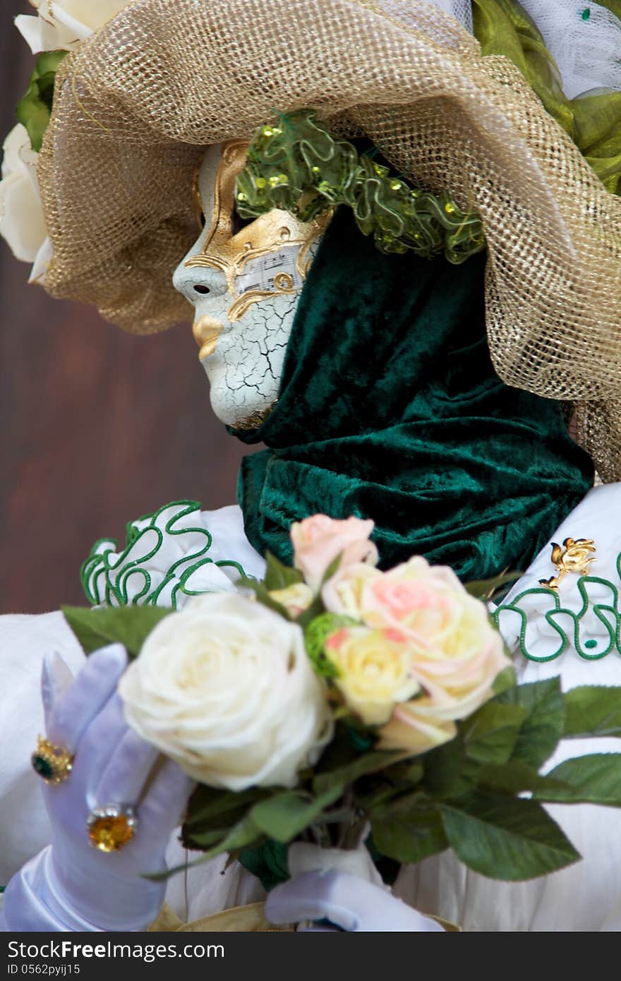 A detail of a carnival mask