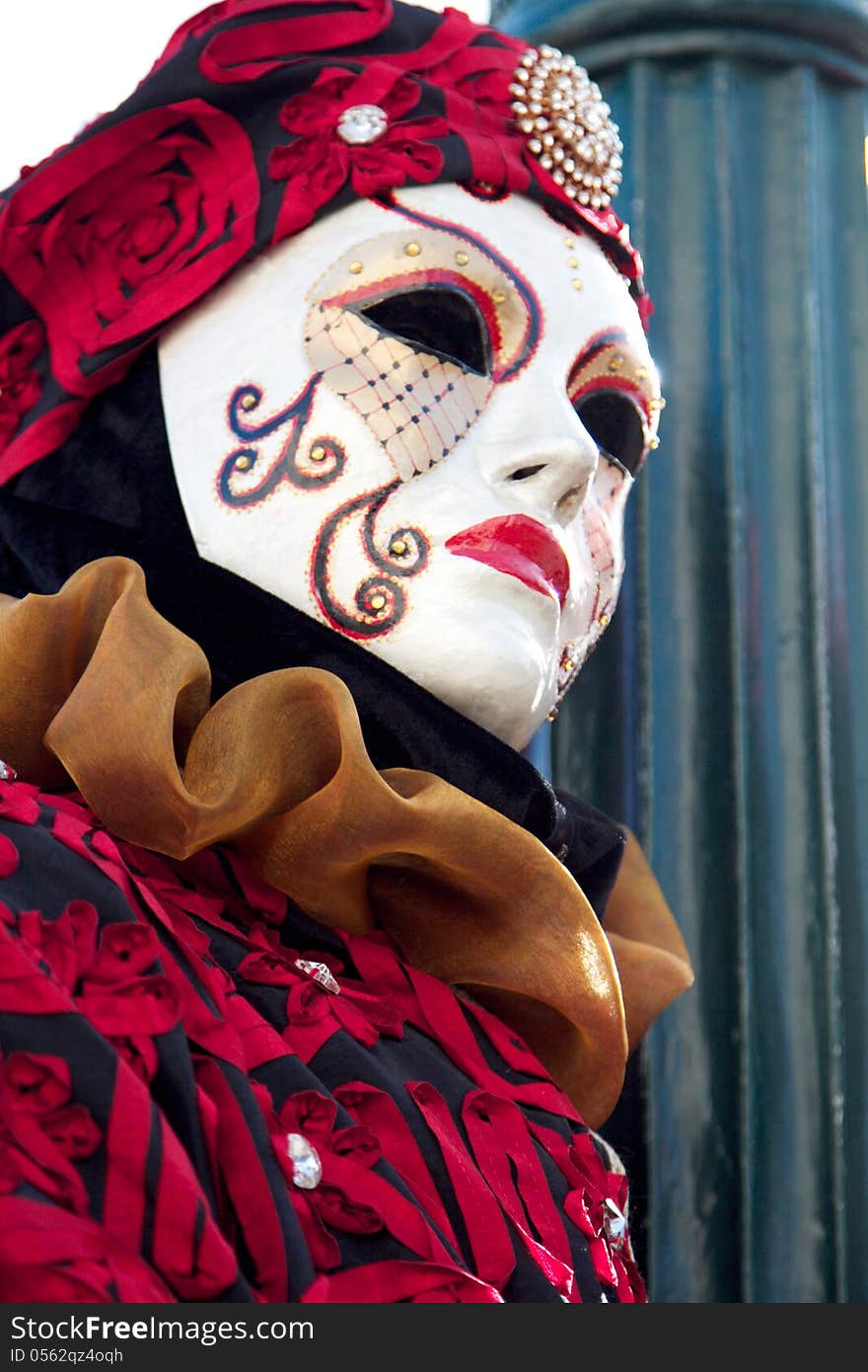 A detail of a carnival mask