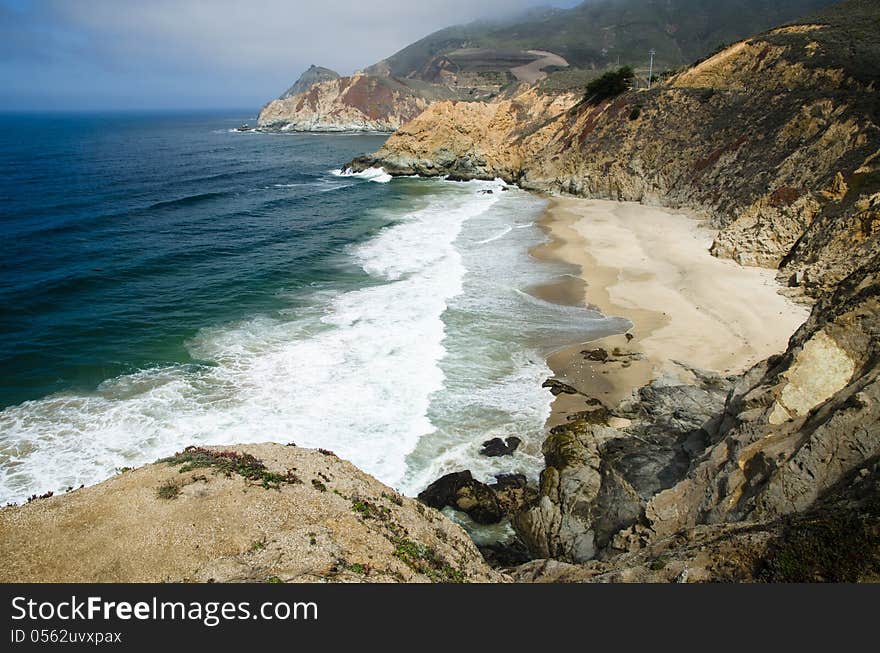 Beach at the cliffs in the Big Sur area. Beach at the cliffs in the Big Sur area