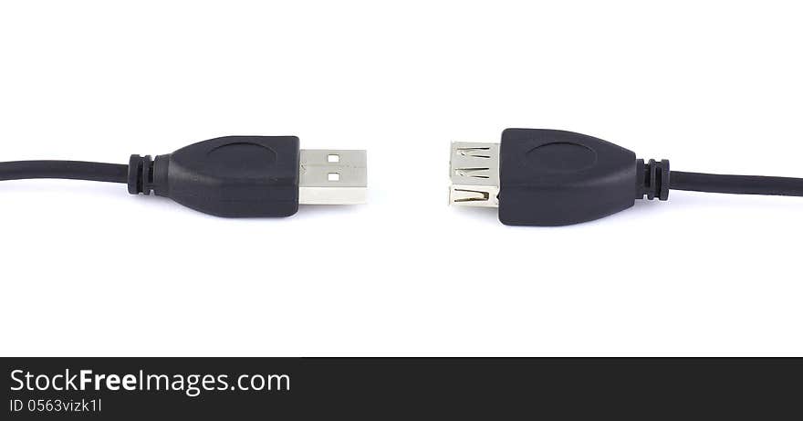 Two suitable one another usb connector, white background