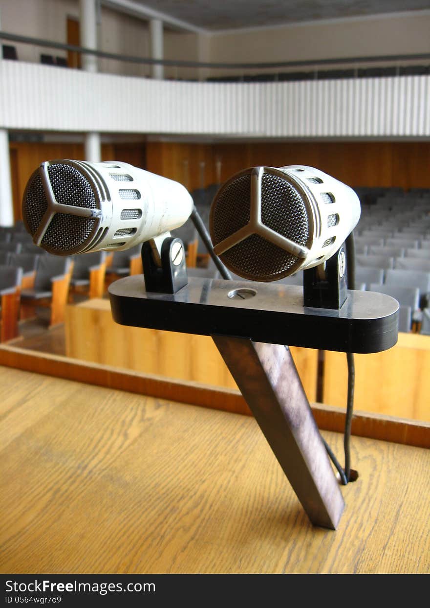 Pair Of Microphones In The Big Hall