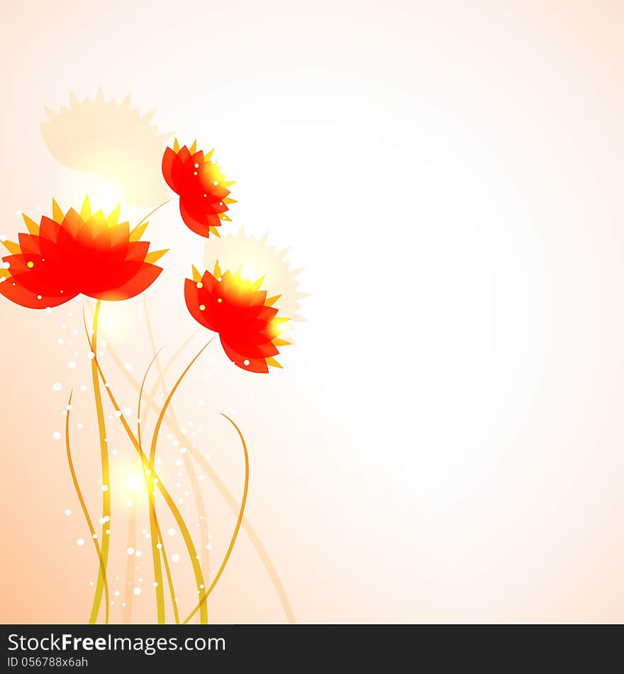 Abstract red flowers background