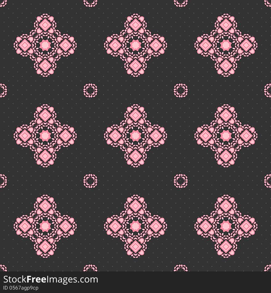 Seamless pattern of pink flowers on a gray background. Seamless pattern of pink flowers on a gray background