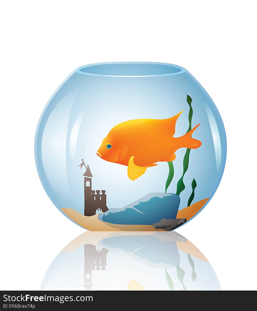 Vector image of a fish in a bowl. Vector image of a fish in a bowl