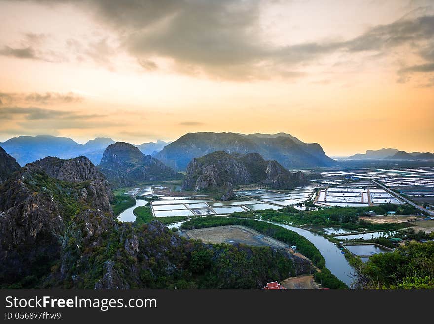 Landscape viewpoint at Khao Daeng ,Sam Roi Yod national park, Prachuapkhirik han province Thailand