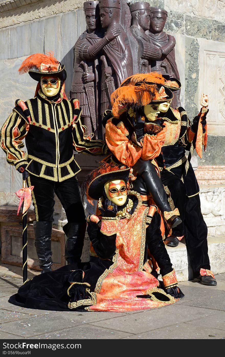 Four masks with in The Carnival of Venice, 2013 edition