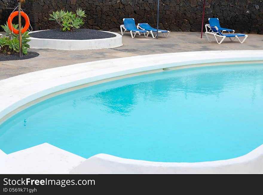 Tropical small swimming pool on Lanzarote. Tropical small swimming pool on Lanzarote