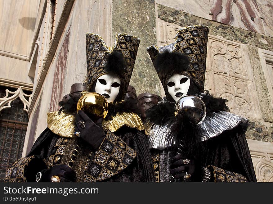 Mask posing in st mark square. Mask posing in st mark square