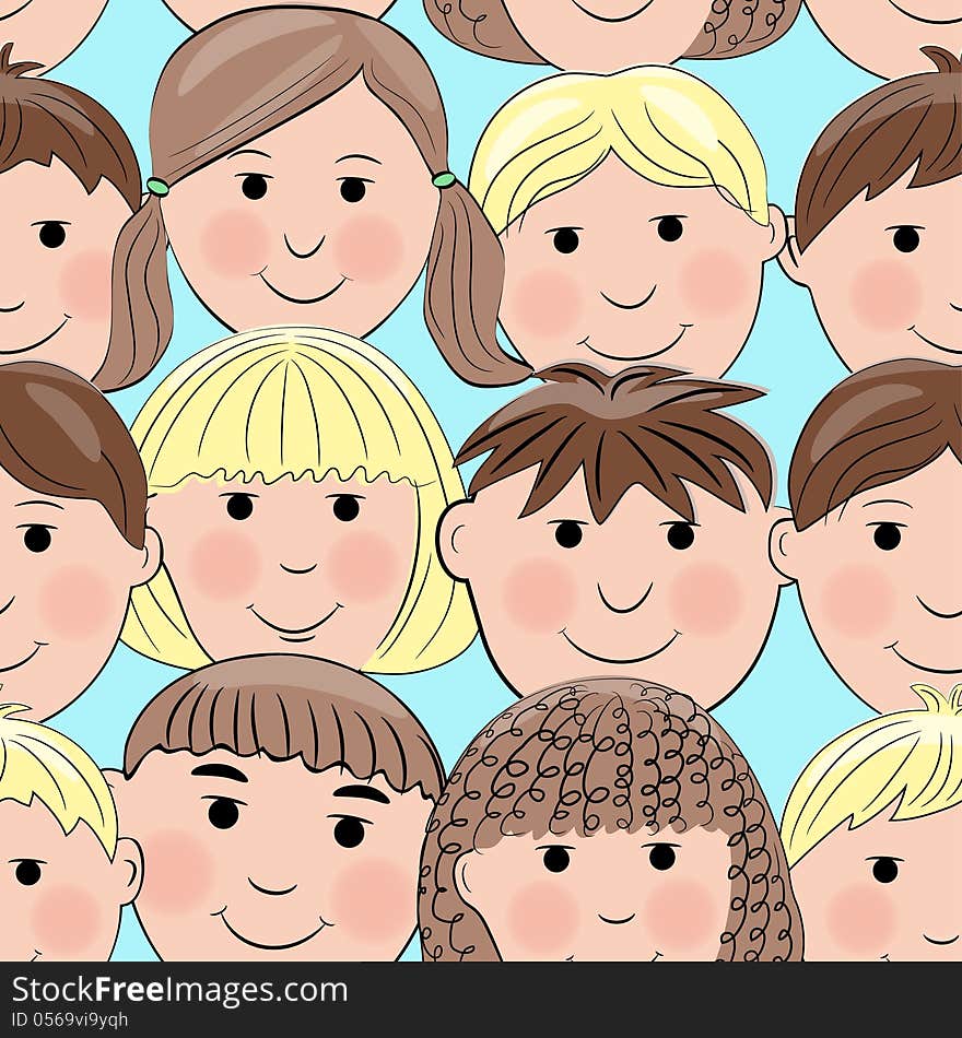 Seamless pattern with smiling faces. Seamless pattern with smiling faces