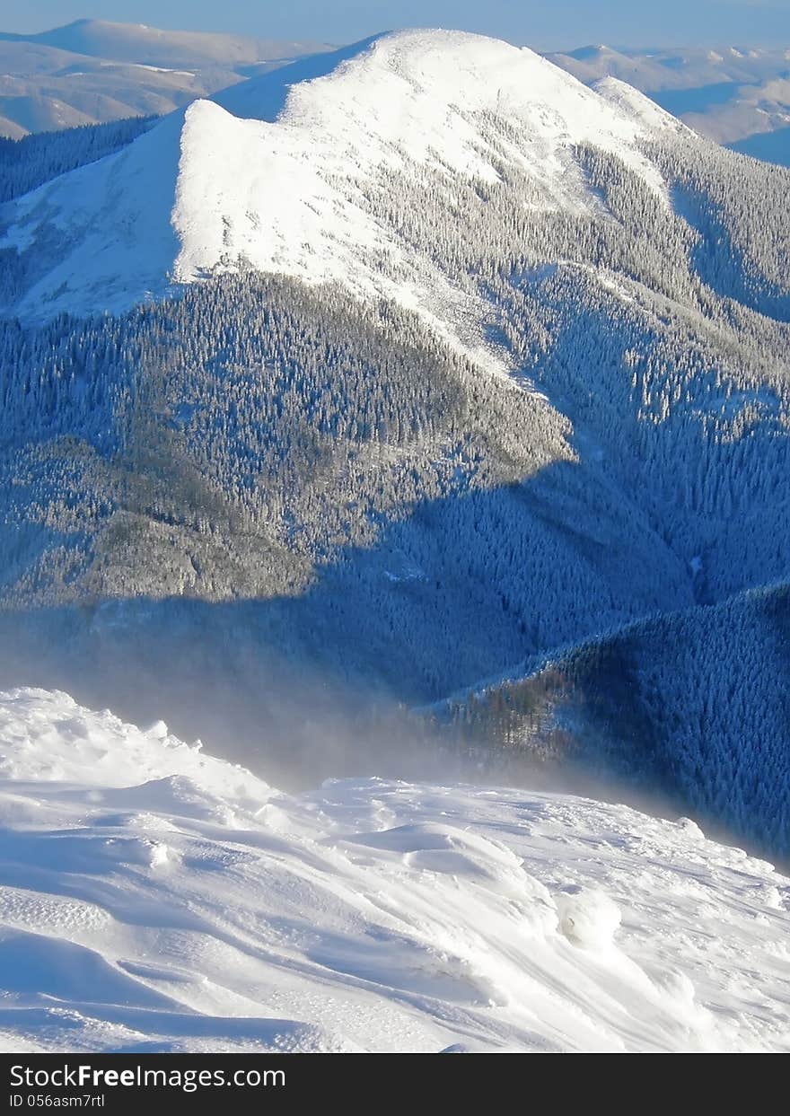 Snow-capped mountains of Carpathians