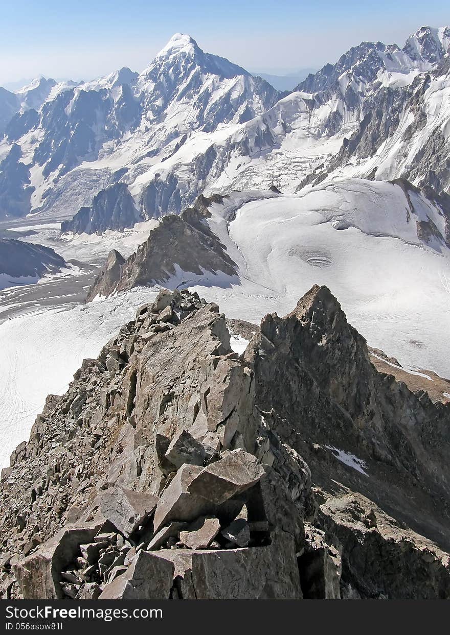 View of the mountains in the Caucasus