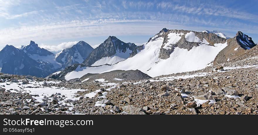 View of the mountains in the Caucasus