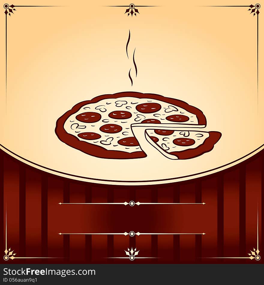 Hot Pizza. Vector Illustration with place for text