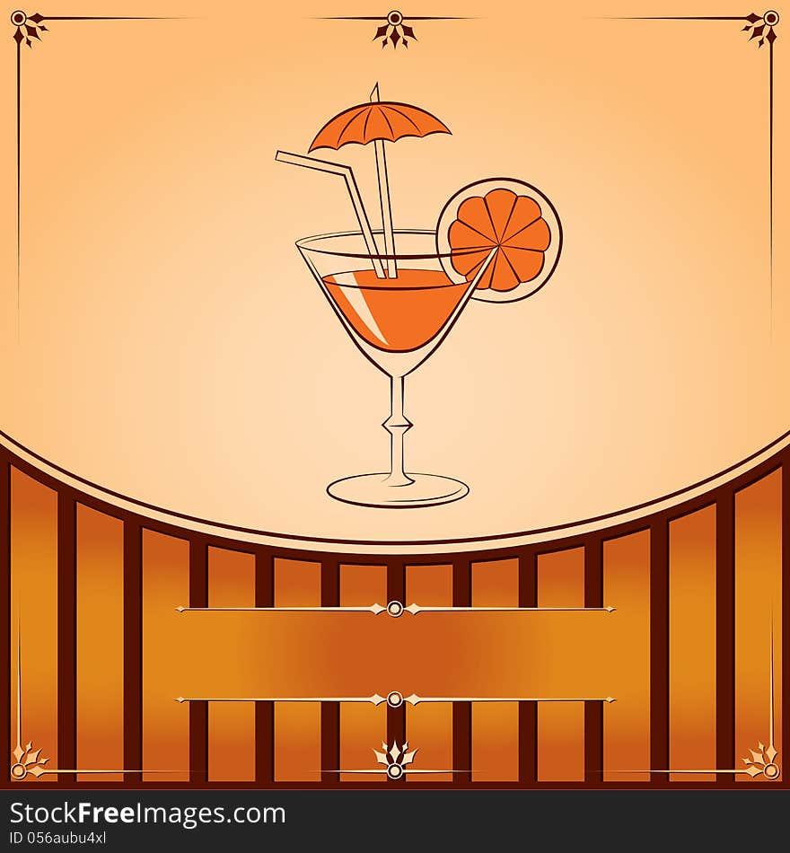 Vector cocktail glass with orange