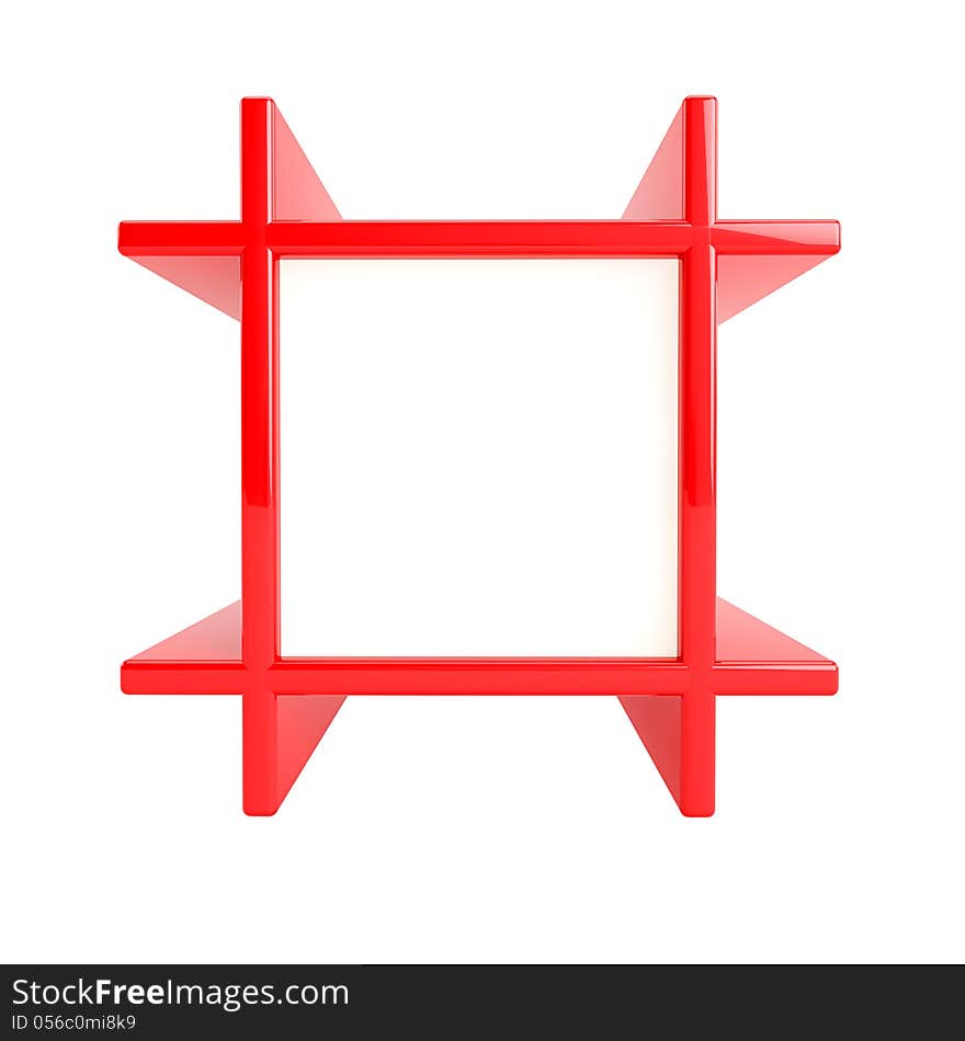 Red frame isolated on white background, clipping path included