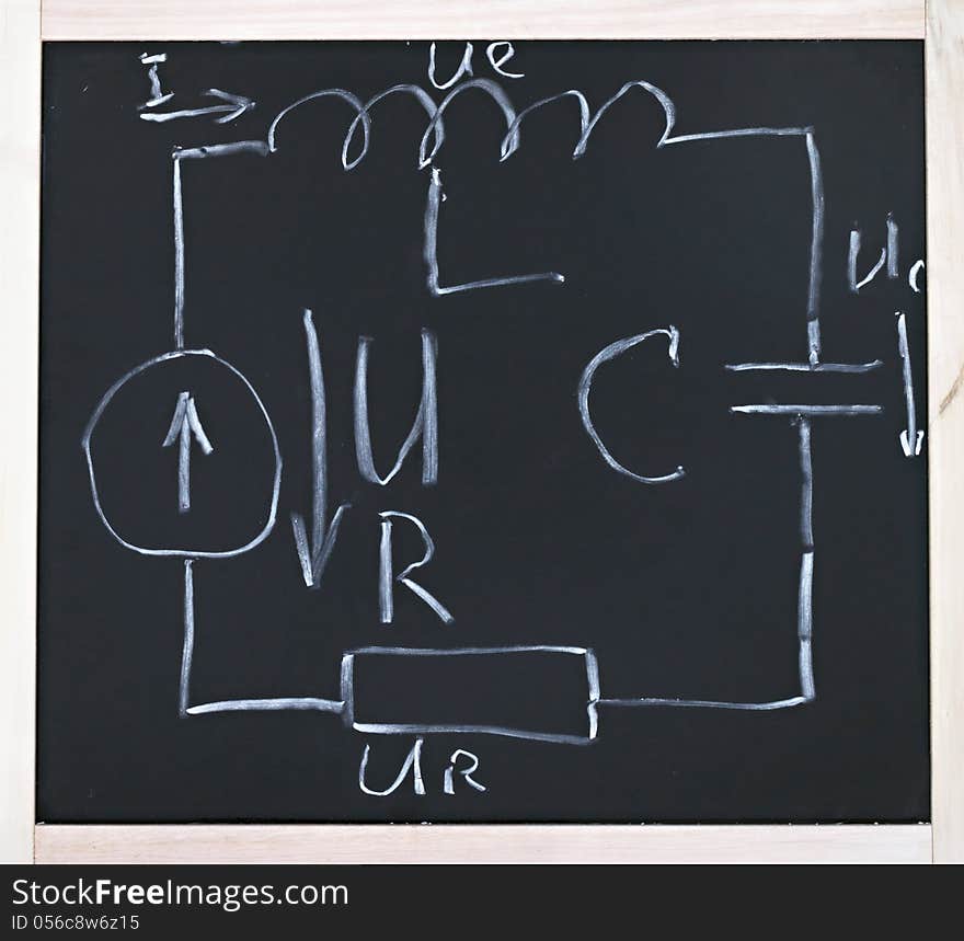 Oscillatory circuit drawn in chalk on blackboard