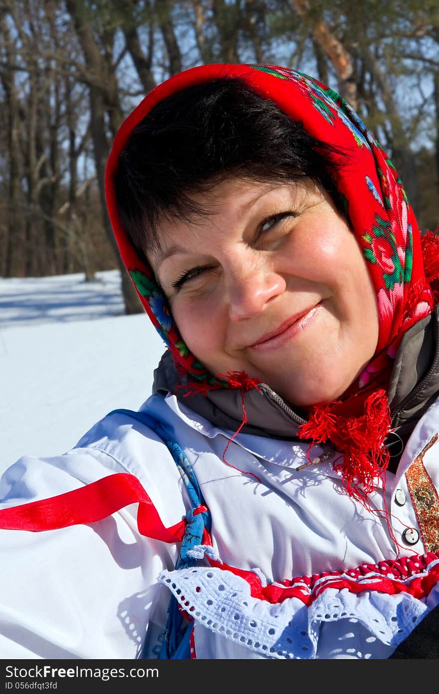 Portrait of a Russian woman on a holiday carnival