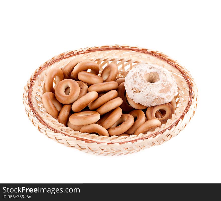 Bagels in a plate on a white background