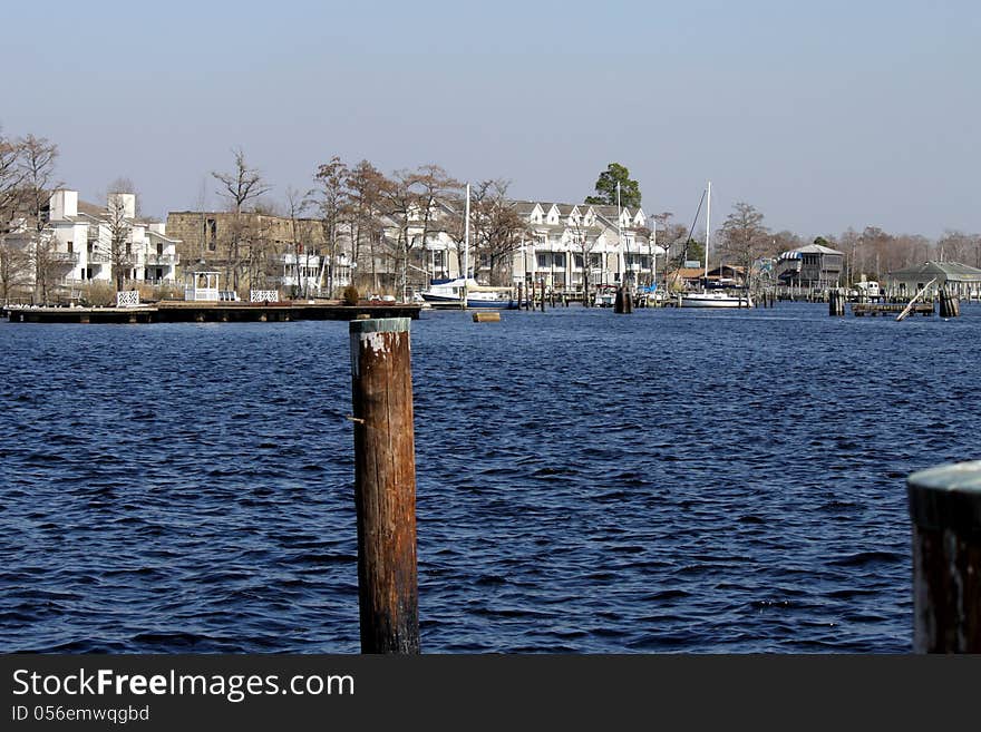 View across the river to the marina. View across the river to the marina