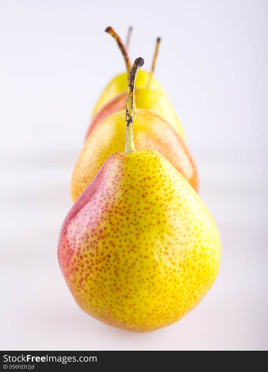 Ripe pears  on white background